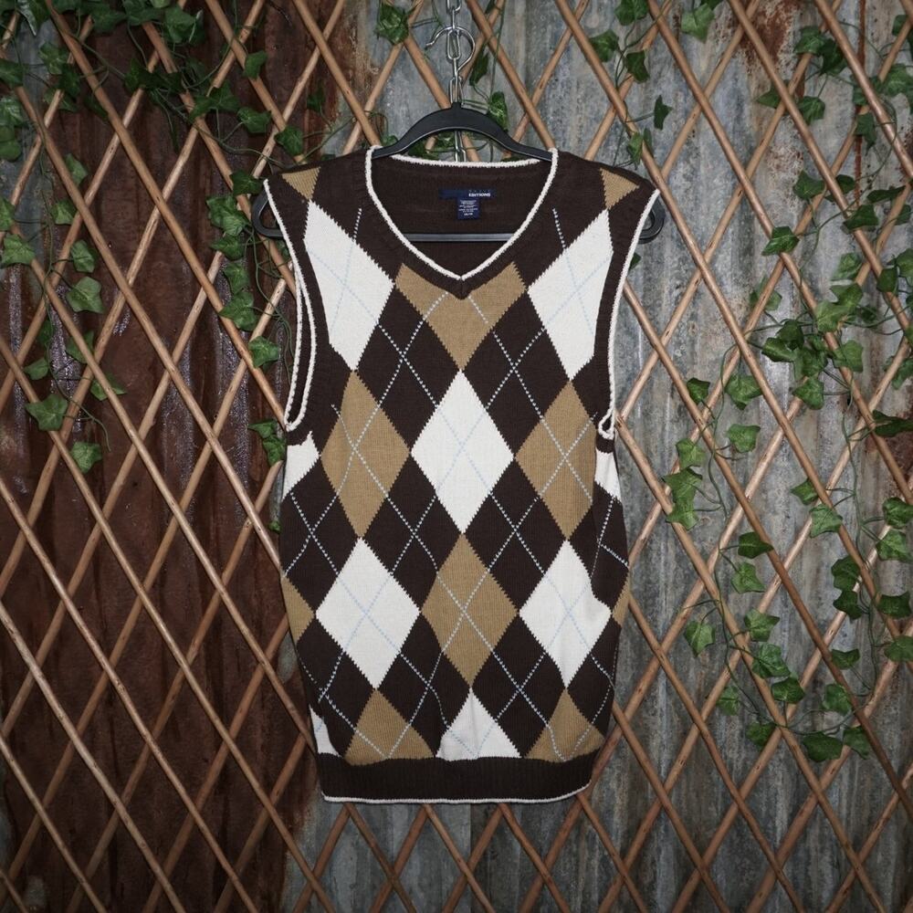 14/16 - Vintage Y2K Basic Editions argyle sweater vest 2000s